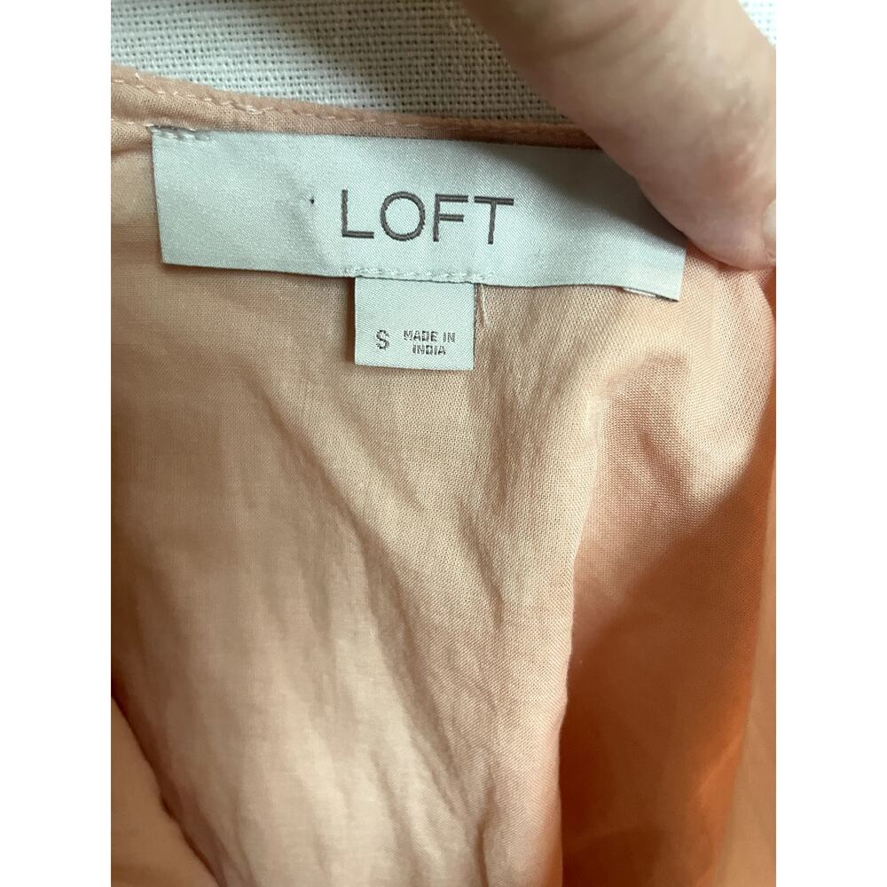Ann Taylor LOFT Peach Swiss Dot Cotton Swing Dress - SM - Picture 3 of 4
